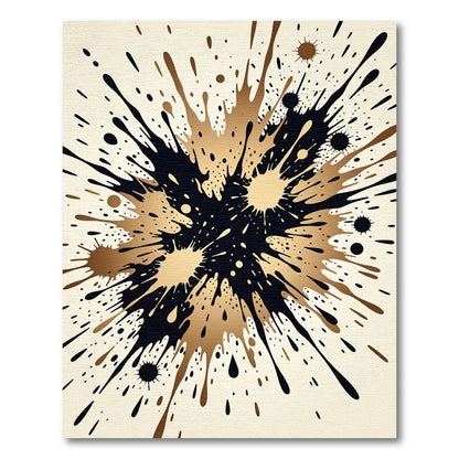 Bold Dark Gold Splatter Effect Rug