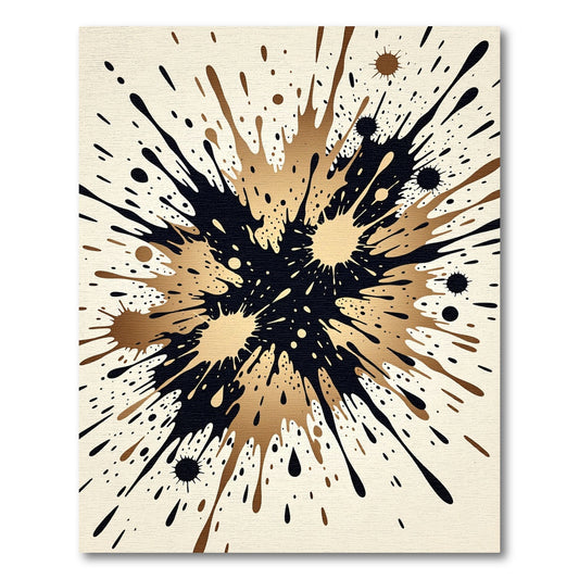 Bold Dark Gold Splatter Effect Rug