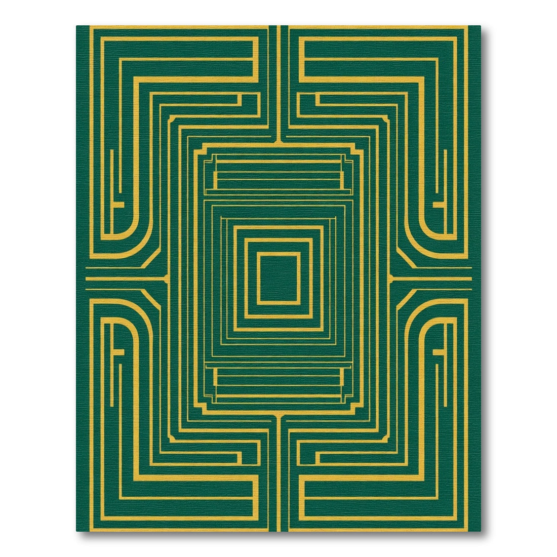 Green Gold Geometric Overlay Rug