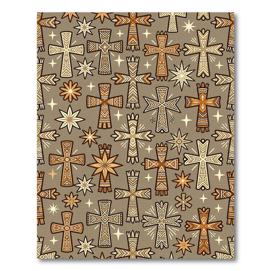 Rustic Cross Starburst Earth Tones Rug