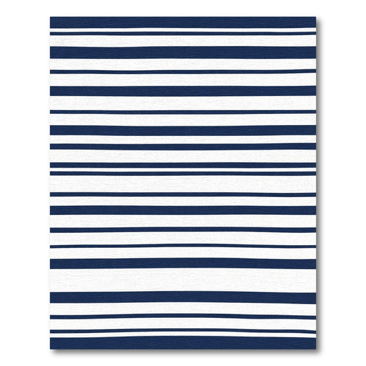 Navy Blue White Horizontal Stripe Rug