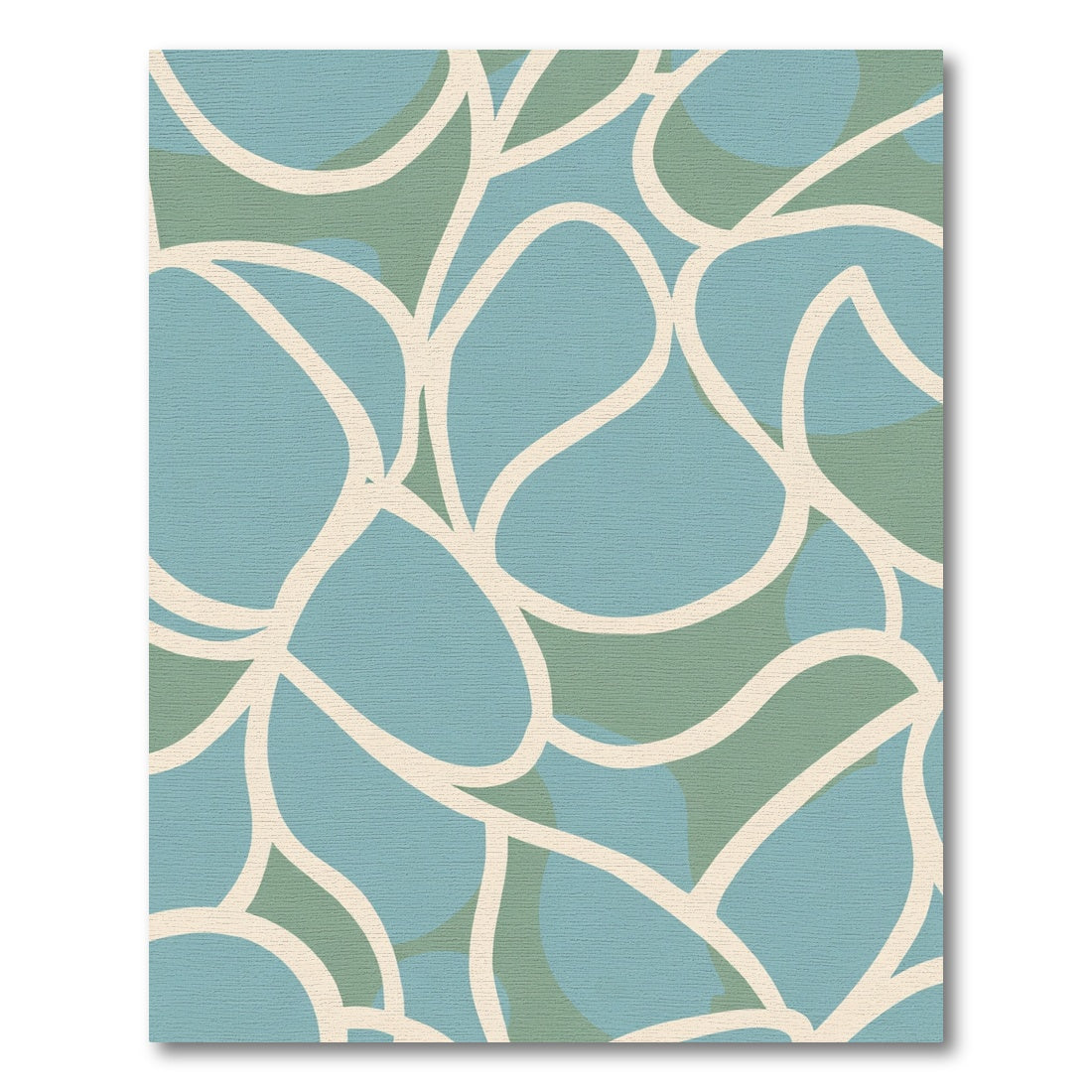 Blue Green Organic Abstract Shapes Rug