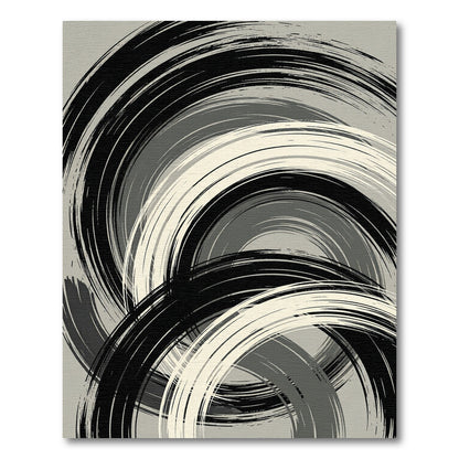 Monochromatic Abstract Brushstroke Swirl Rug