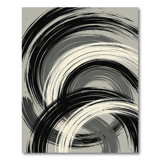Monochromatic Abstract Brushstroke Swirl Rug