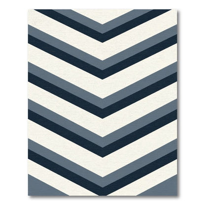 Navy Blue Chevron Zigzag Stripes Rug