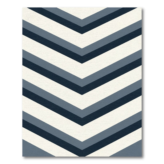 Navy Blue Chevron Zigzag Stripes Rug