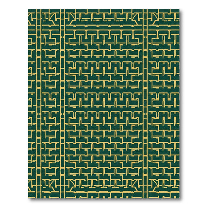 Deep Emerald Gold Geometric Labyrinth Rug