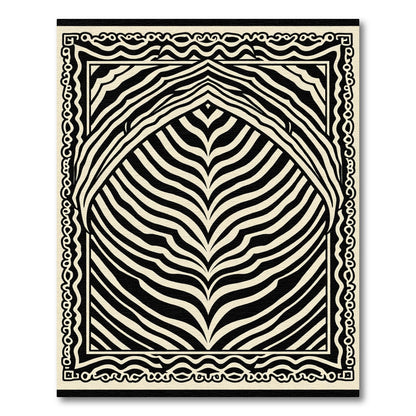 Black Cream Striped Arch Border Rug