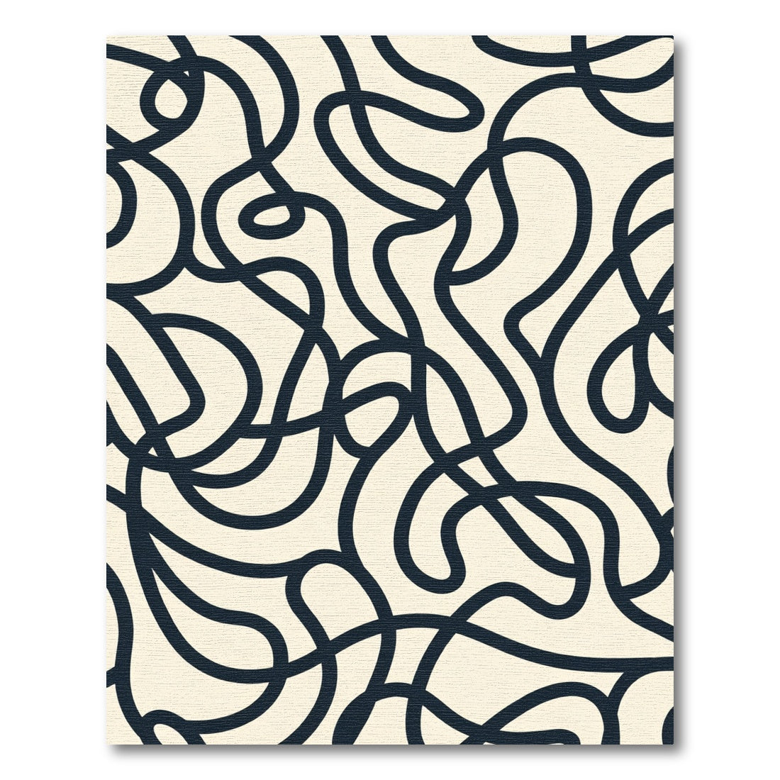 Cream Navy Swirling Abstract Lines Rug