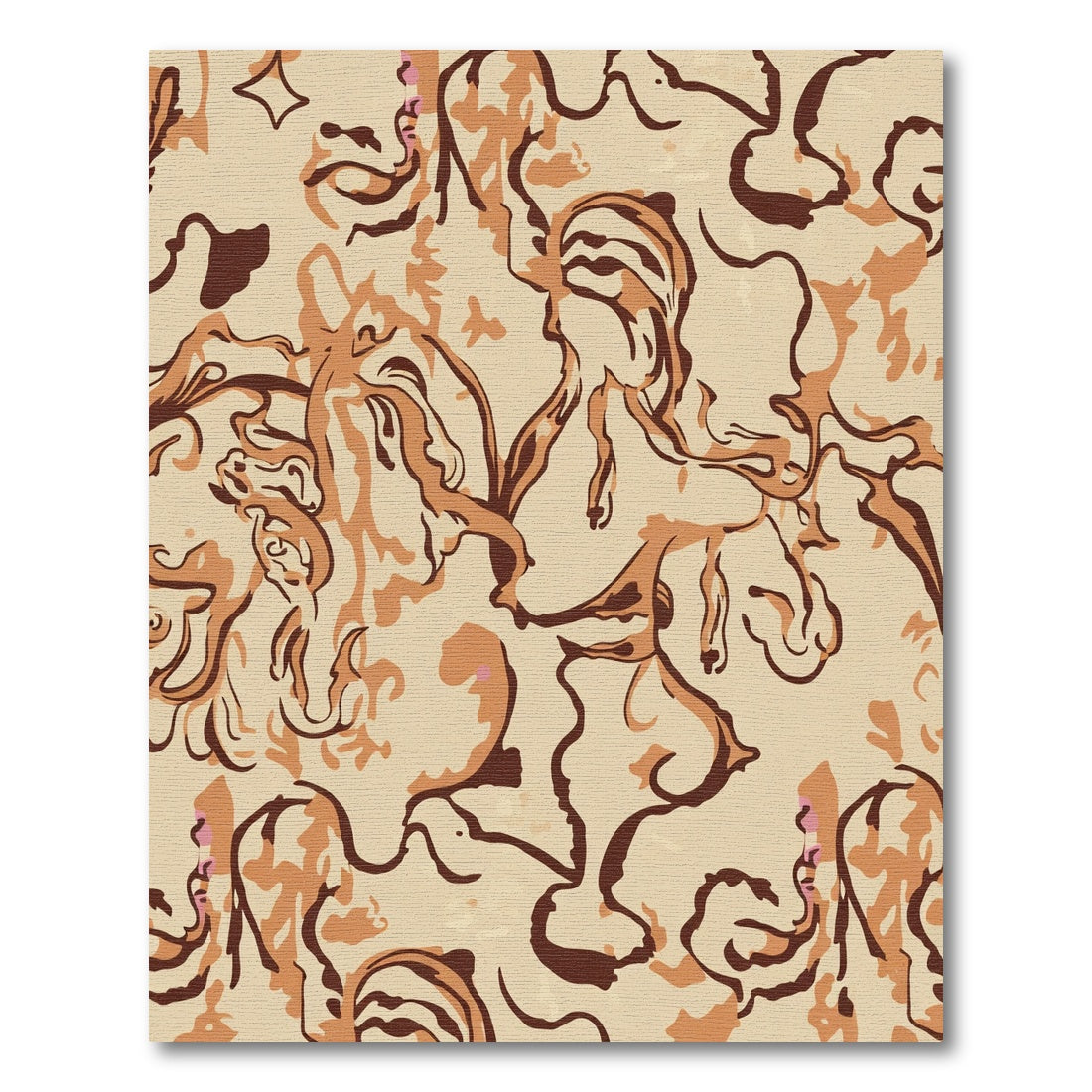 Abstract Organic Shapes Brown Tan Rug
