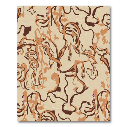 Abstract Organic Shapes Brown Tan Rug