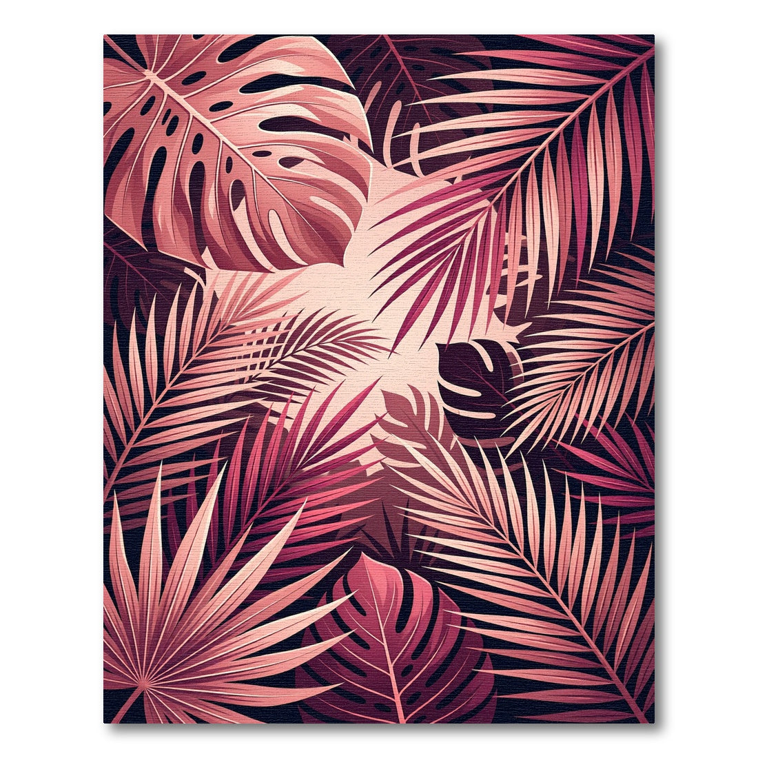 Rose Pink Tropical Jungle Leaves Rug