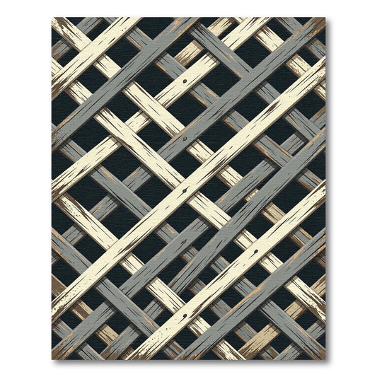Earthy Gray Cream Woven Lattice Rug