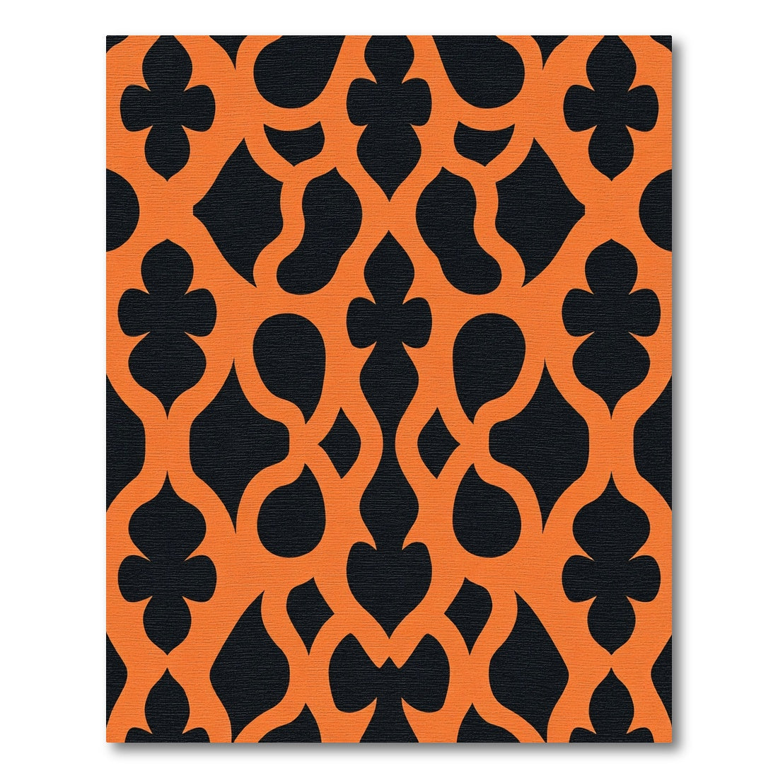 Orange Black Lattice Trellis Rug