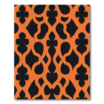 Orange Black Lattice Trellis Rug