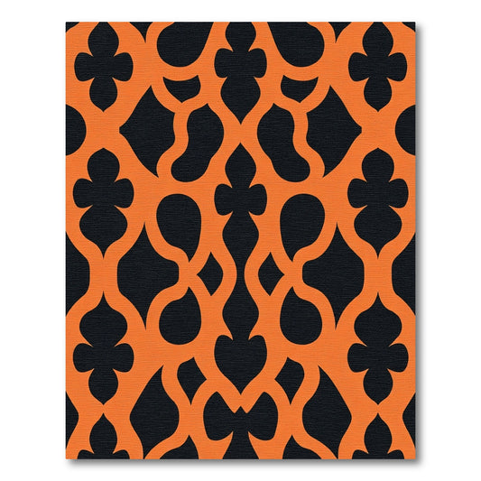 Orange Black Lattice Trellis Rug