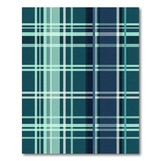 Deep Teal Blue Plaid Lines Rug