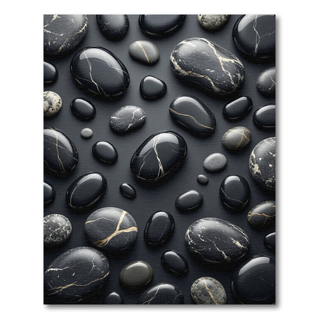 Elegant Black Gray Marble Stones Rug