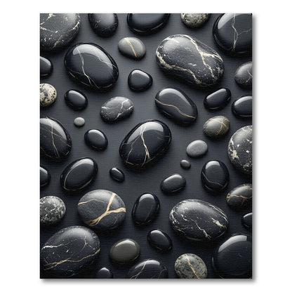 Elegant Black Gray Marble Stones Rug