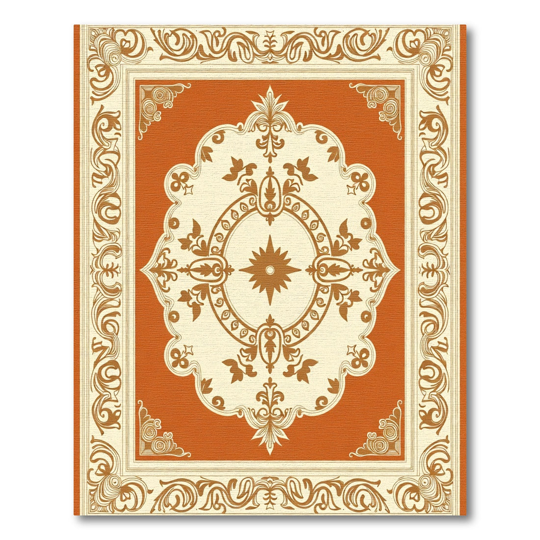 Terracotta And Cream Classic Medallion Rug
