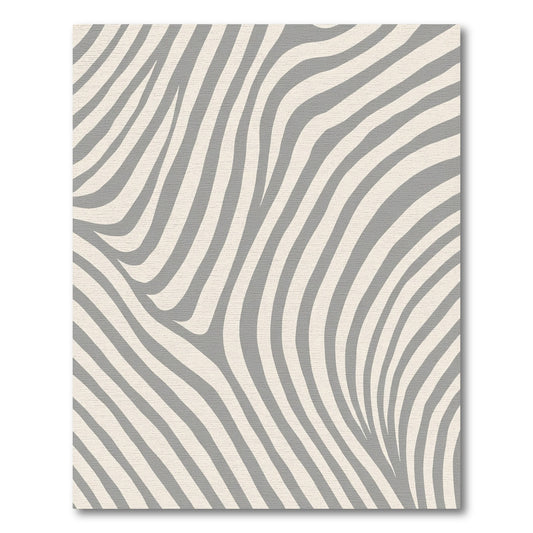 Soft Gray and Cream Curving Stripes Rug