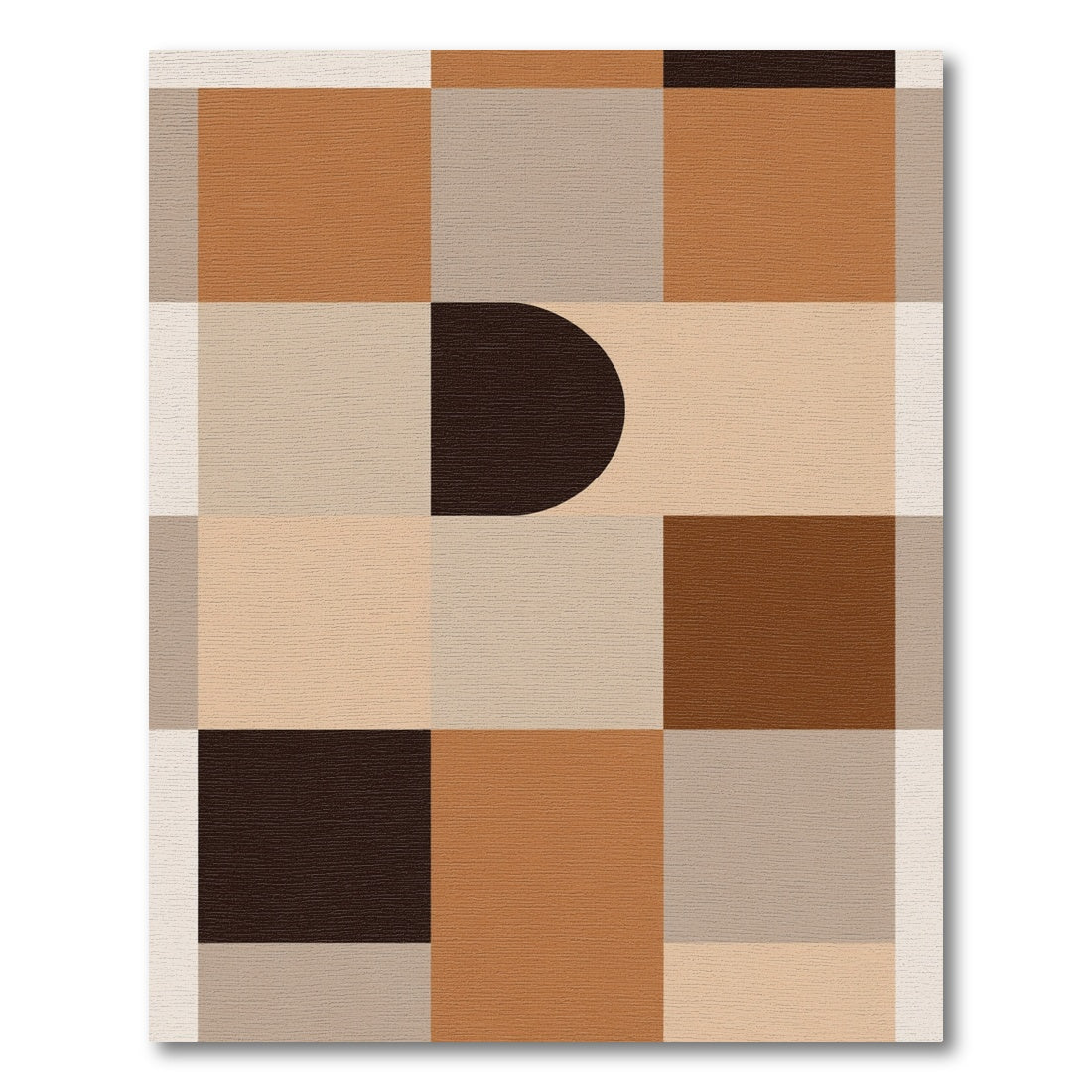 Earthy Brown Geometric Mid Century Modern Rug