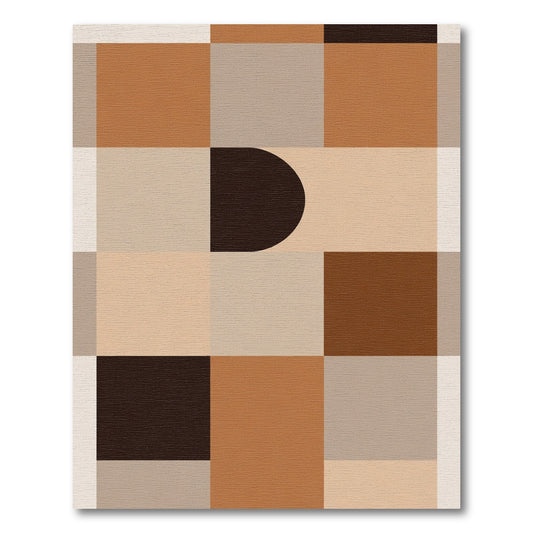 Earthy Brown Geometric Mid Century Modern Rug