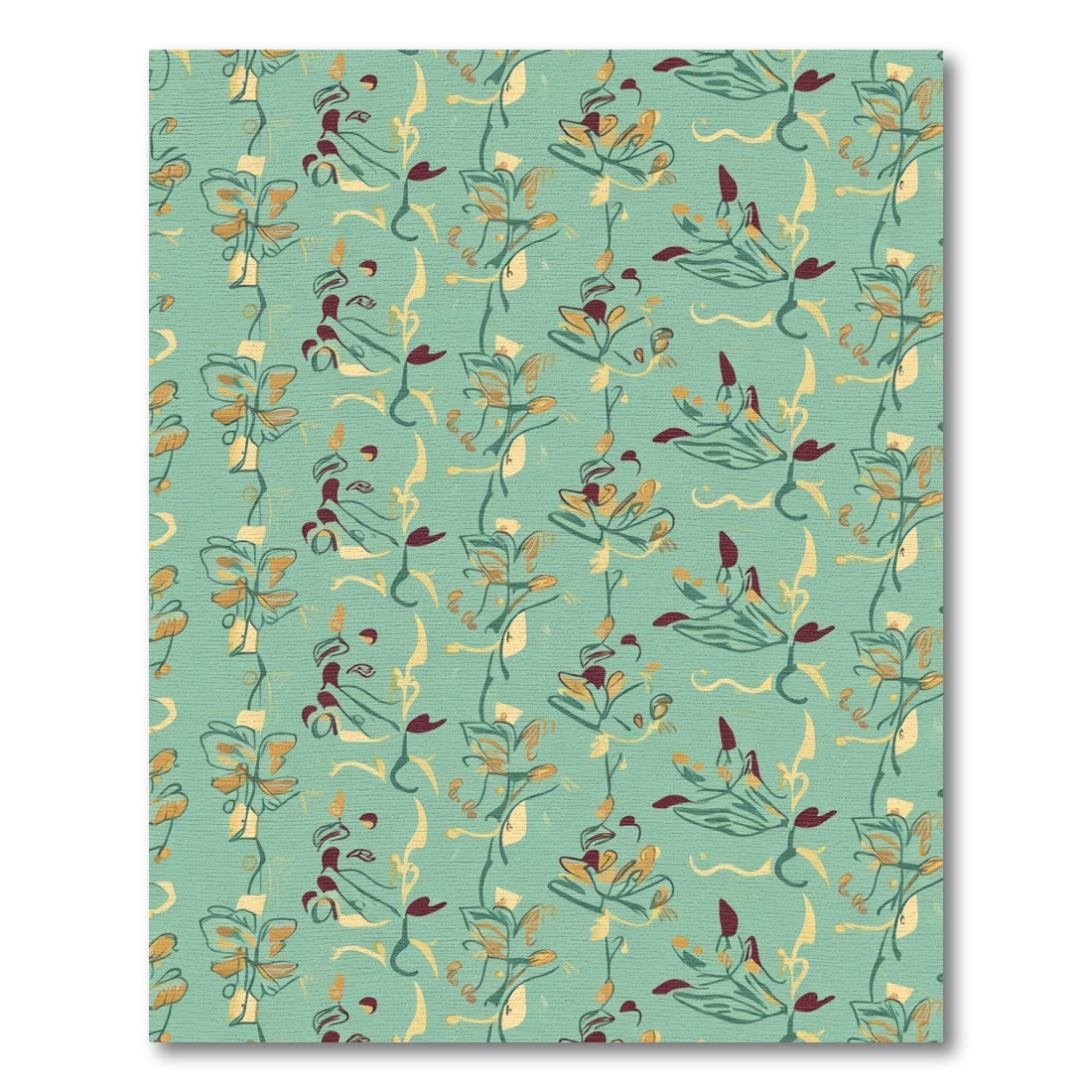Teal Botanical Sketch Flower Arrangement Rug