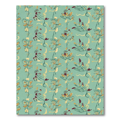 Teal Botanical Sketch Flower Arrangement Rug