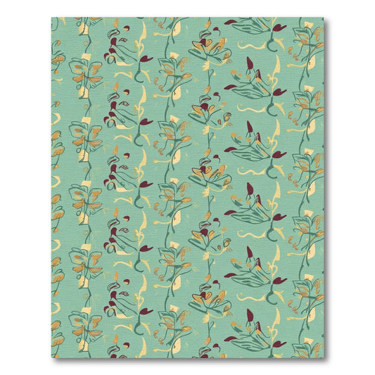 Teal Botanical Sketch Flower Arrangement Rug