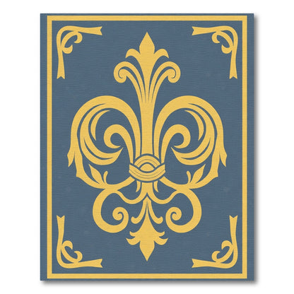Golden Traditional Floral Blue Rug