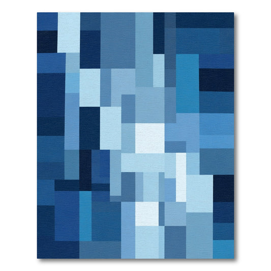 Modern Geometric Blue Blocks Rug