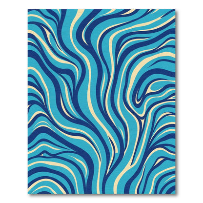 Abstract Blue Cream Swirl Rug