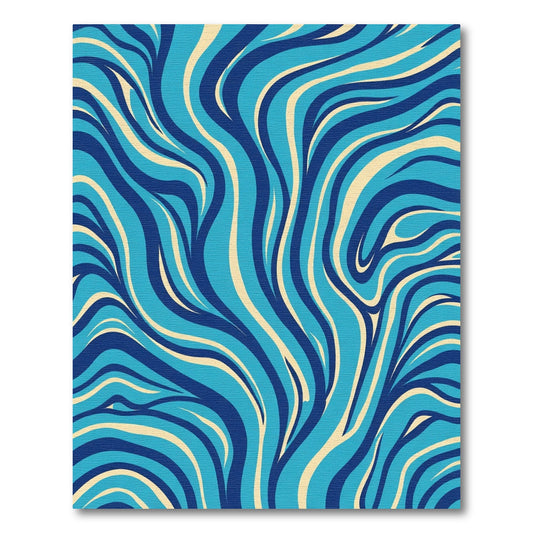 Abstract Blue Cream Swirl Rug