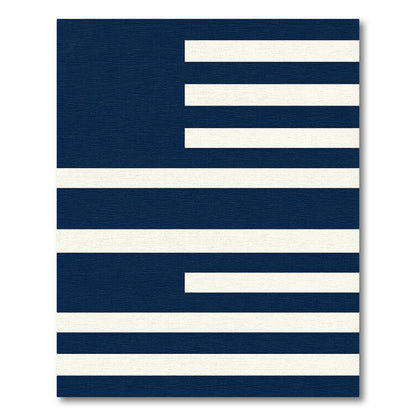 Minimalist Navy and White Striped Geometric Rug