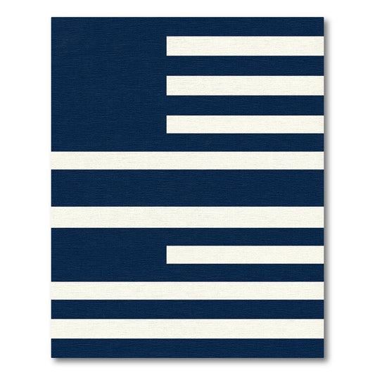 Minimalist Navy and White Striped Geometric Rug