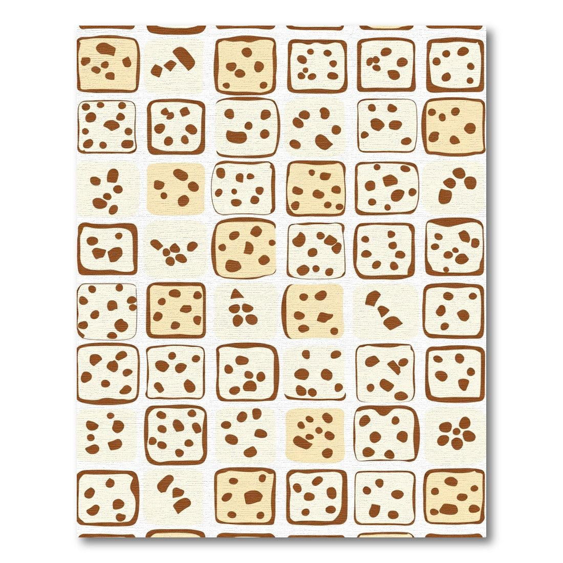 Ivory Tan Speckled Squares Composition Rug