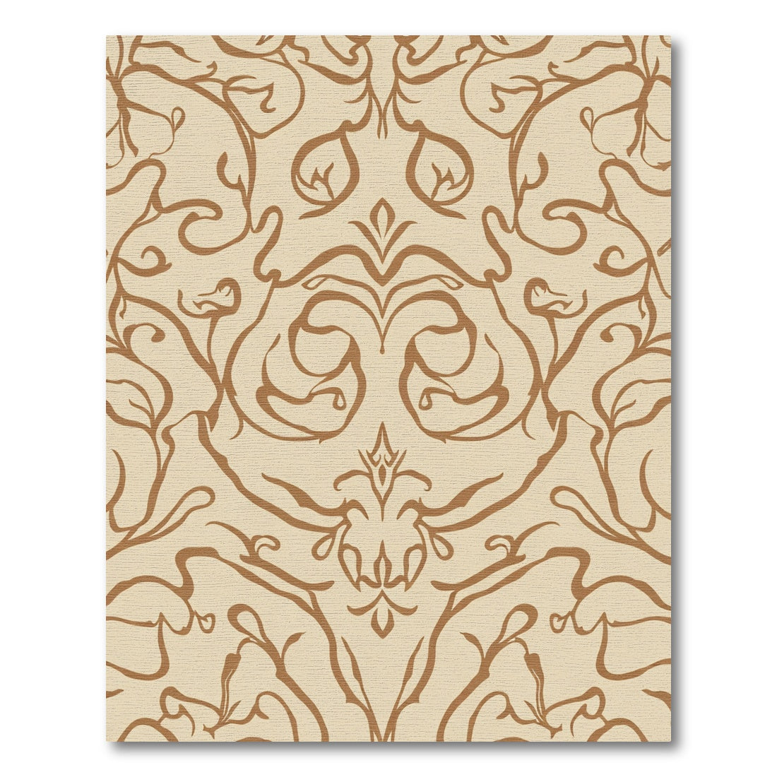 Beige Brown Swirling Vine Meadow Rug