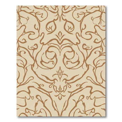 Beige Brown Swirling Vine Meadow Rug