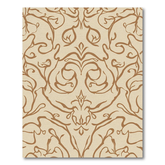 Beige Brown Swirling Vine Meadow Rug