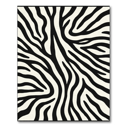 Abstract Black White Curving Stripes Rug