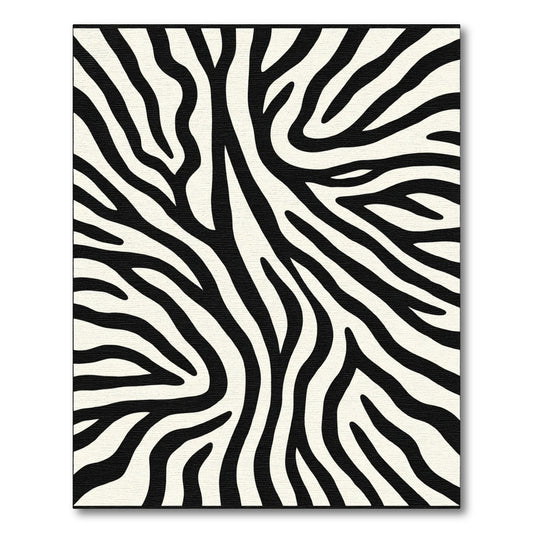 Abstract Black White Curving Stripes Rug