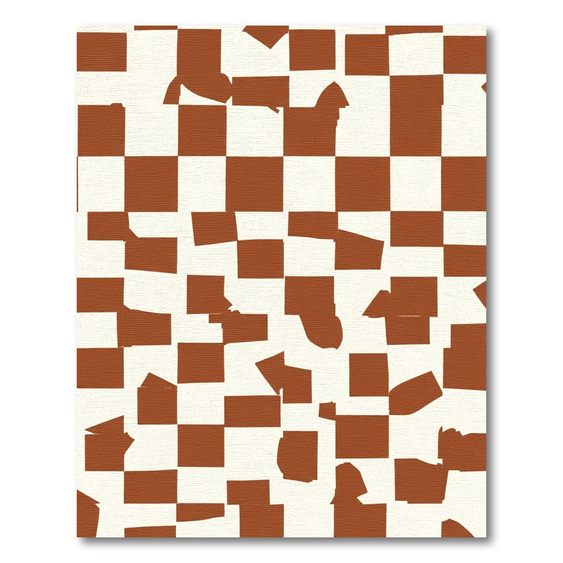 Rustic Brown Checker Abstract Squares Rug