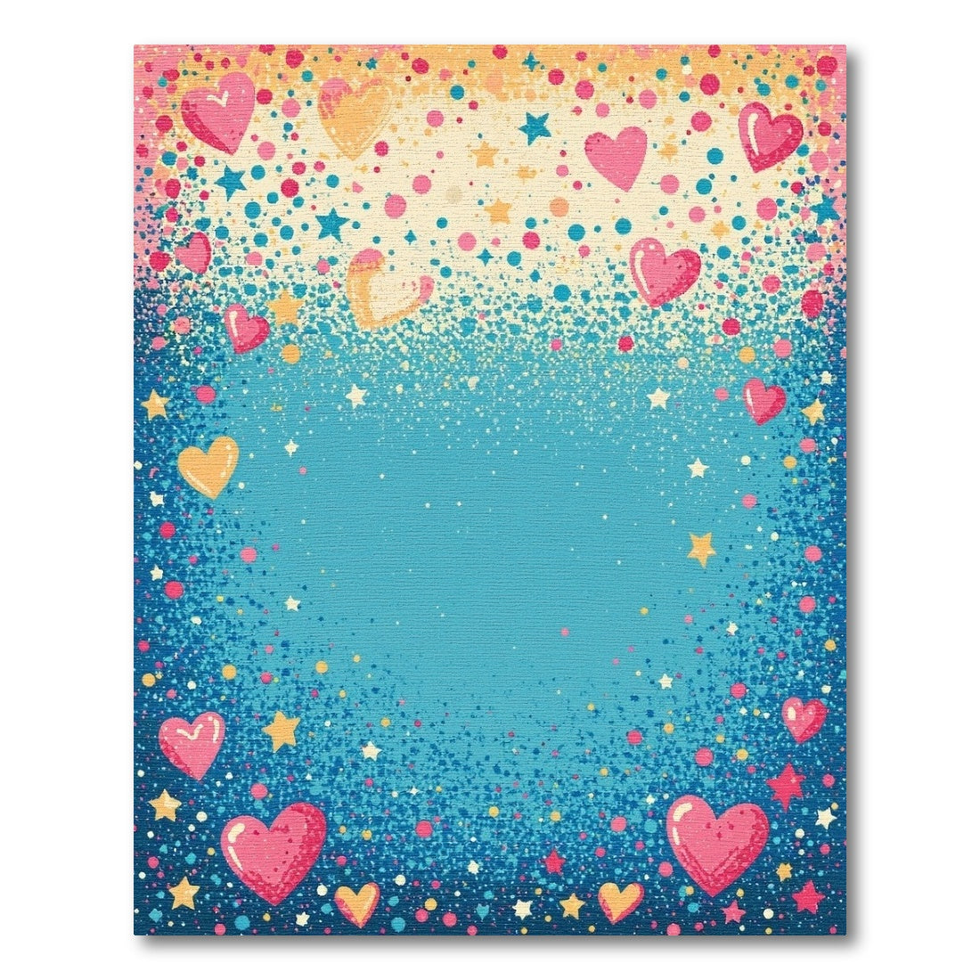 Whimsical Pink Hearts Stars Blue Rug
