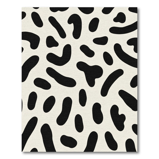 Abstract Black Organic Shapes Rug