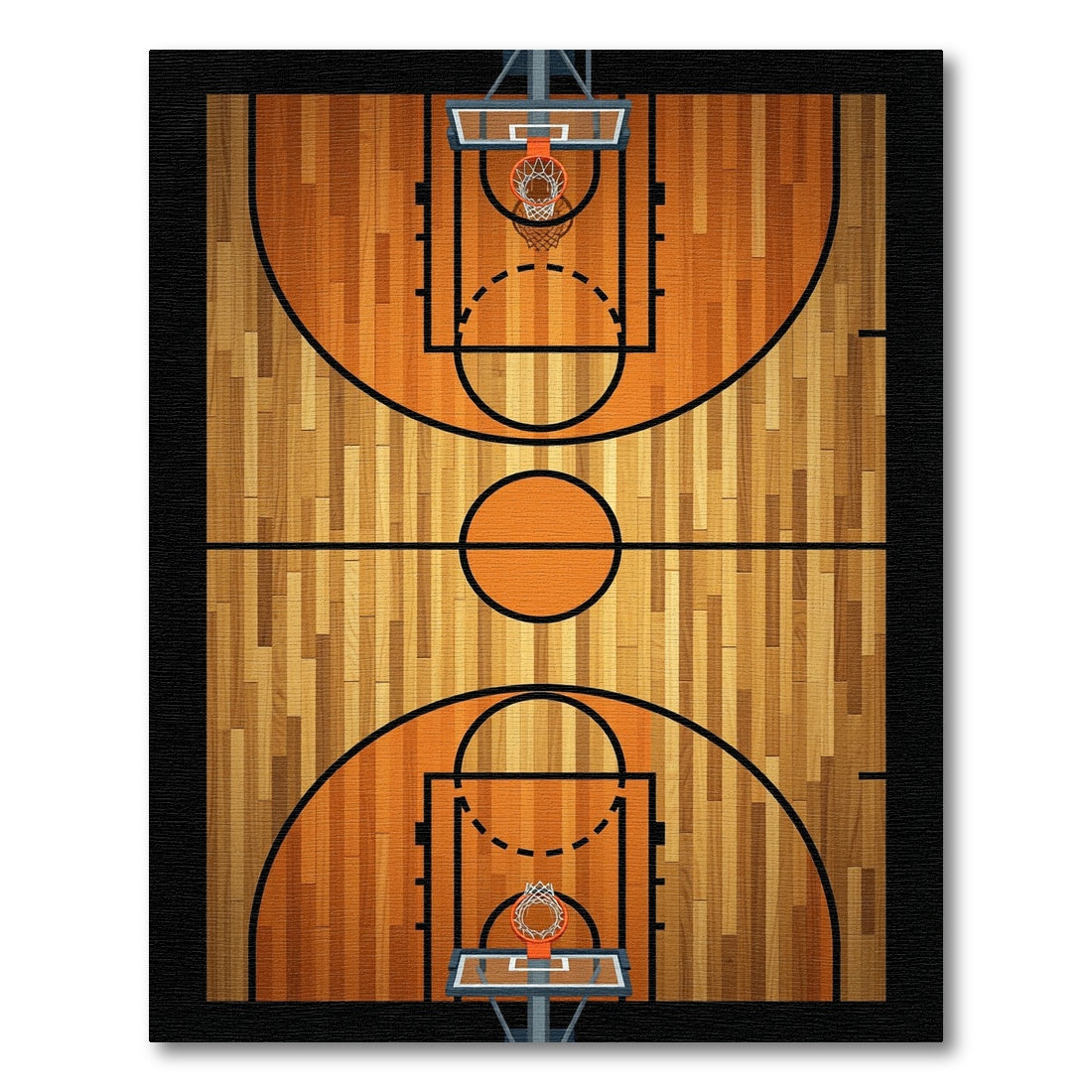 Basketball Court Hardwood Hoops Rug