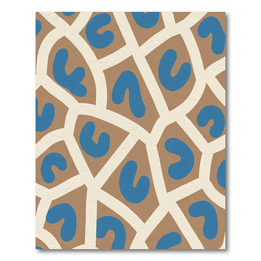 Brown Blue Organic Grid Arrangement Rug