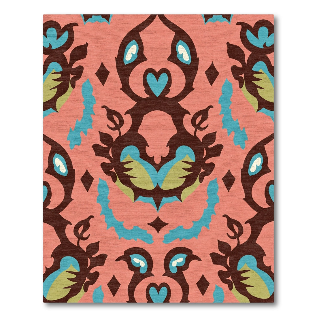 Coral Abstract Floral Medallion Rug