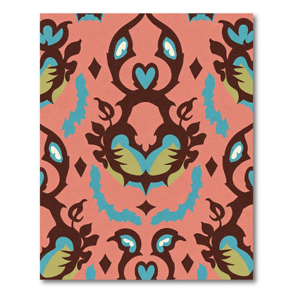 Coral Abstract Floral Medallion Rug