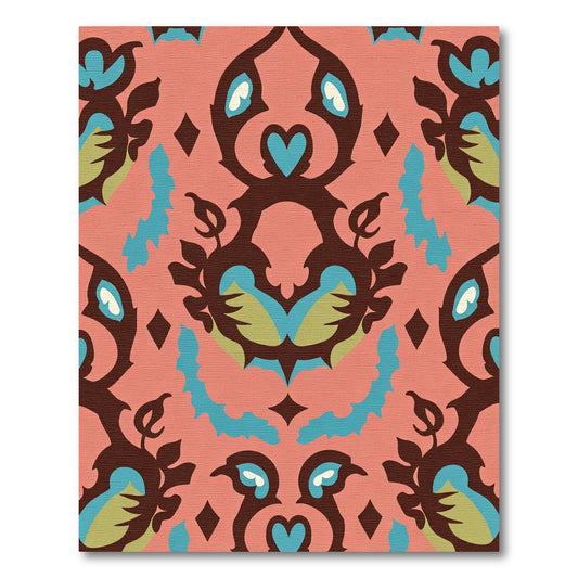 Coral Abstract Floral Medallion Rug